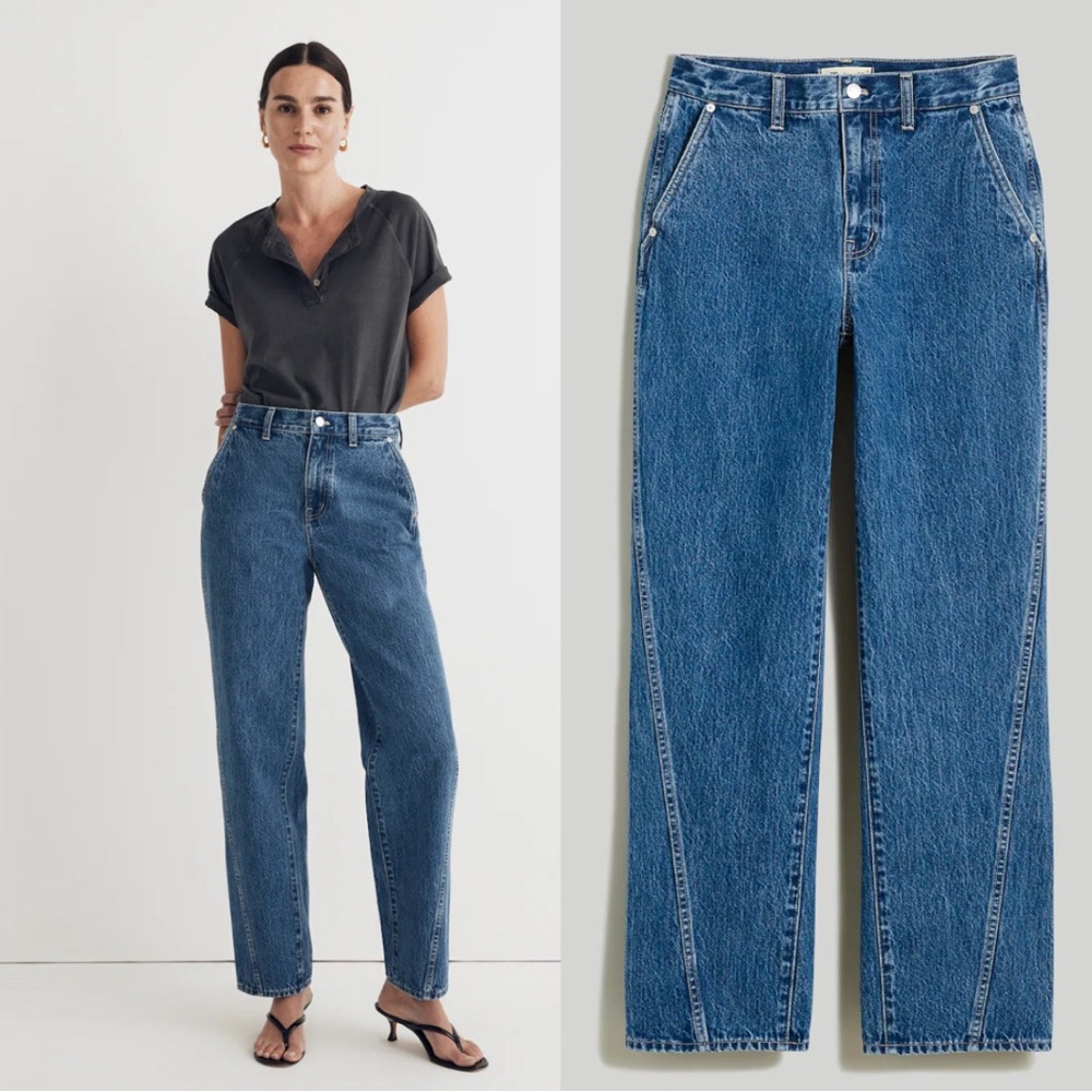 Madewell Baggy Straight High Rise Denim Jean Twisted Seam Detail Ensenada 27